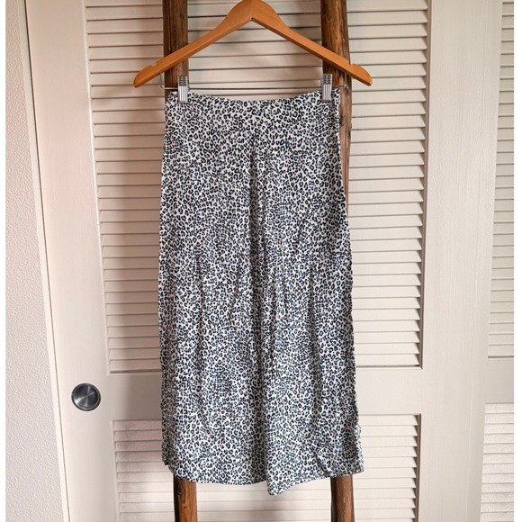 Y2K Brandy Melville Blue Leopard Print Viscose Midi Skirt High Waisted - Picture 2 of 4